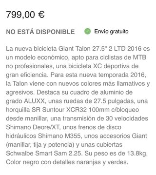 Bicicleta Giant Talon 27.5 Negra/Naranja