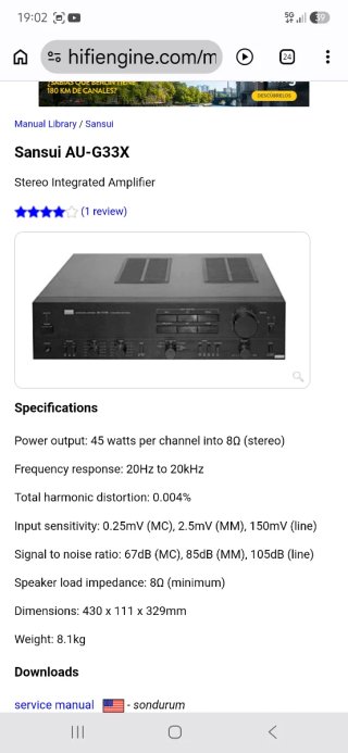 Amplificador Sansui AU-G33X Negro