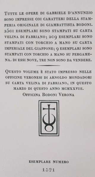 D'Annunzio La Gioconda - Numerato Ricevuta Vintage