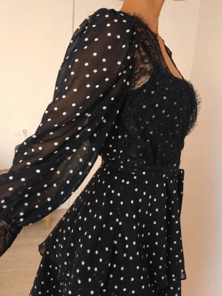 Vestido negro skater lunares talla 34