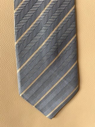 Corbata Hermes Rayas Azul y Beige