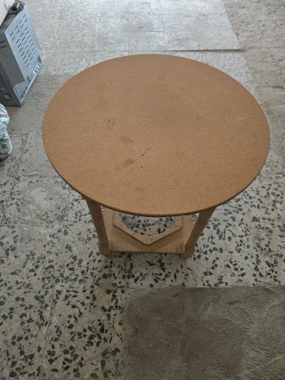 Mesa camilla redonda 70cm madera y cristal.
