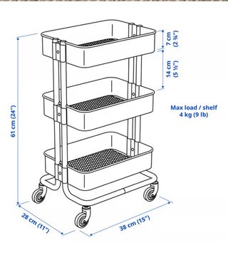 Carrito IKEA negro 3 niveles con tablero