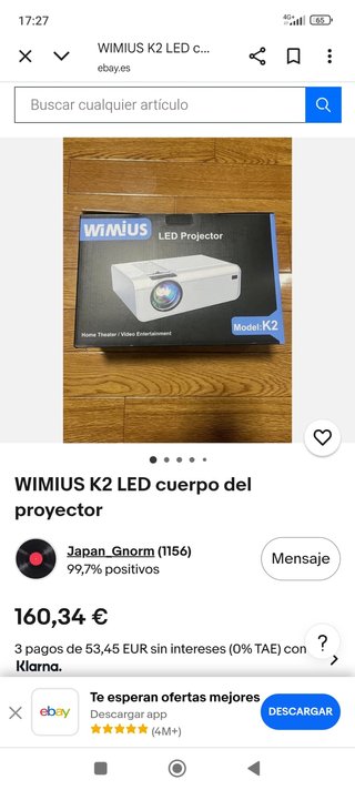 Proyector LED Wimius K2 + Pantalla Plegable