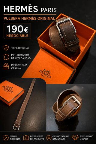 Pulsera Hermes Behapi Doble Tour Marrón Cuero