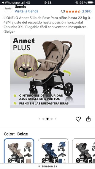 Silla de paseo Lionelo Annet Beige