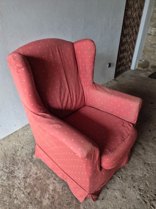 Sillón individual tela rosa