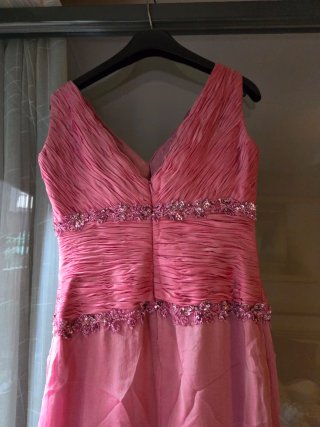 Vestido fiesta/madrina rosa drapeado