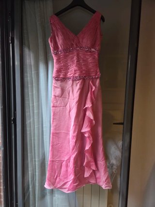Vestido fiesta/madrina rosa drapeado