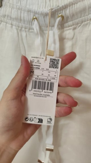 Pantalón lino blanco Mango Talla M