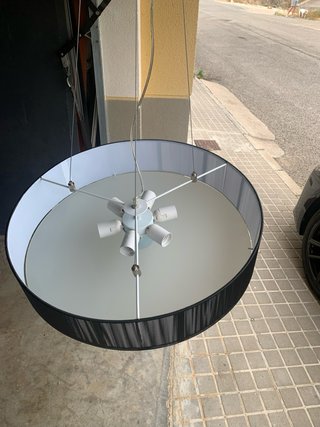 Lámpara de techo salón tela y metal