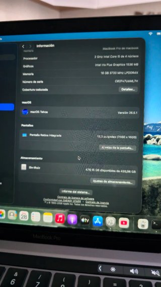 Macbook Pro 13'' 16GB/500GB Argento 2020. A2251