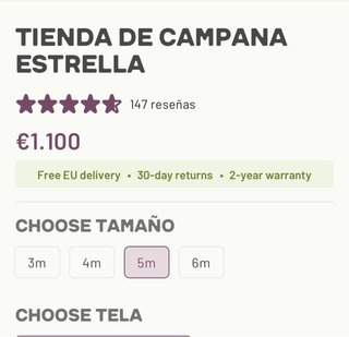 Tienda campaña inglesa 5m