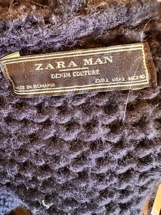 Jersey Zara Lana Azul Capucha Cremallera