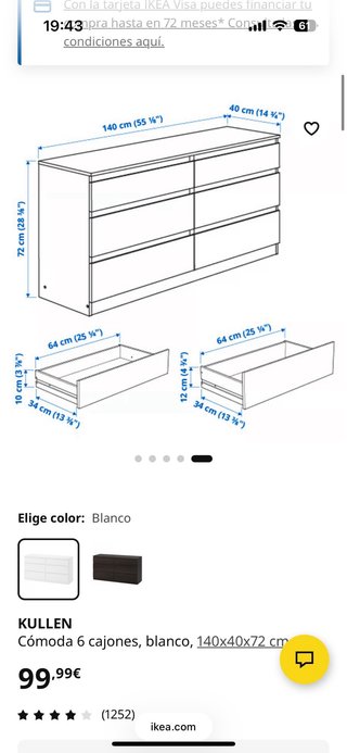 Cómoda IKEA KULLEN Blanca