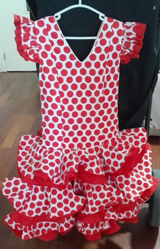 Traje Flamenca Niña Lunares Rojos