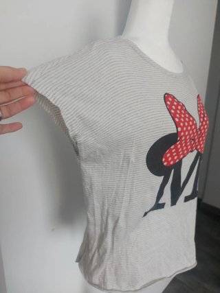 Camiseta M Minnie Mouse Rayas Beige Roja