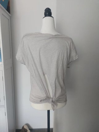 Camiseta M Minnie Mouse Rayas Beige Roja