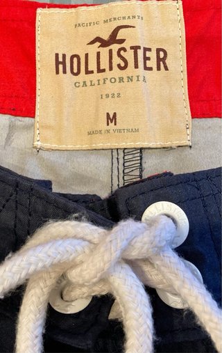 Pantalon de playa Hollister Talla M Azul y Blanco
