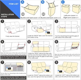 Funda elástica de sofá reclinable 3 plazas gris