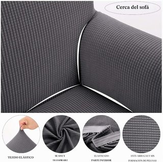 Funda elástica de sofá reclinable 3 plazas gris