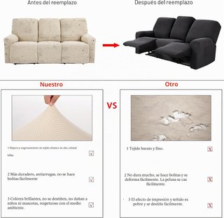 Funda elástica de sofá reclinable 3 plazas gris