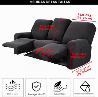 Funda elástica de sofá reclinable 3 plazas gris