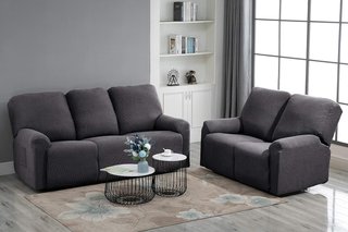 Funda elástica de sofá reclinable 3 plazas gris