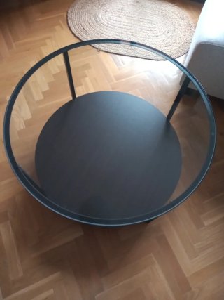 Mesa de centro cristal y metal