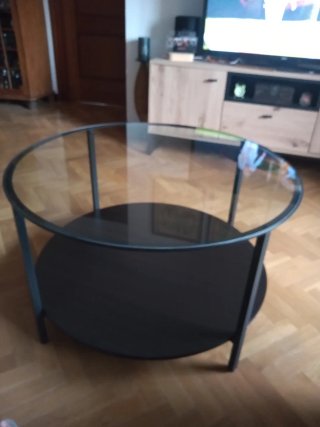 Mesa de centro cristal y metal