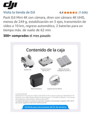 Dron DJI Mini 4K Ultraligero 249g