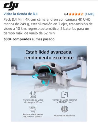 Dron DJI Mini 4K Ultraligero 249g