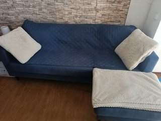 SOFA CHAISELONG AZUL TRES PLAZAS