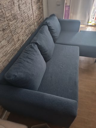 SOFA CHAISELONG AZUL TRES PLAZAS