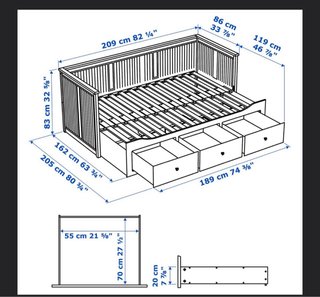 Cama Diván IKEA HEMNES + 2 colchones 90cm