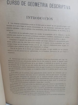 Antiguo curso de Geometría Descriptiva.año 1904