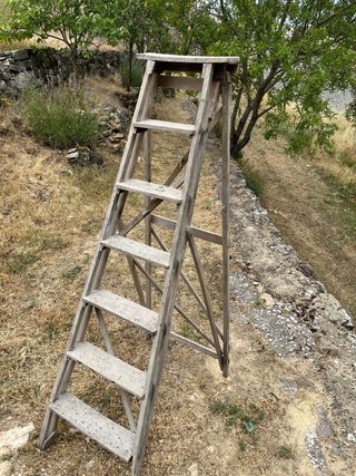 Escalera madera antigua 7 peldaños