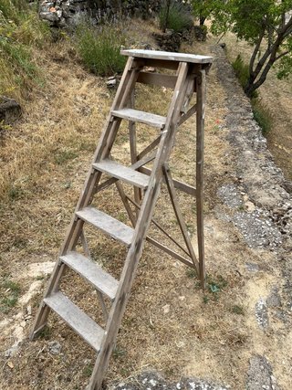 Escalera madera antigua 6 peldaños