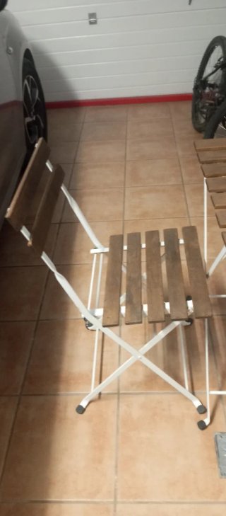 Conjunto Mesa y 2 Sillas Jardín Madera/Metal