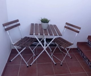 Conjunto Mesa y 2 Sillas Jardín Madera/Metal