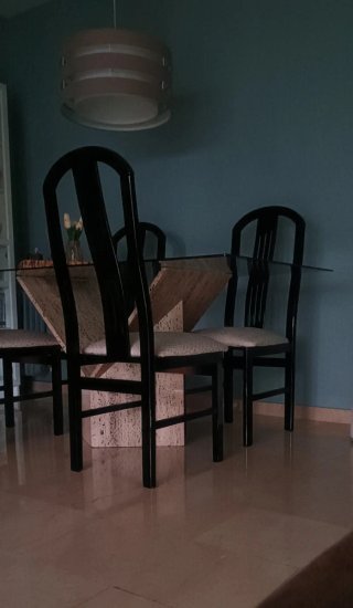 Juego 6 Sillas Comedor Negras Tapizadas.
