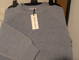 Jersey punto mujer cuello redondo azul