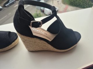 Sandalias de cuña negras talla 37
