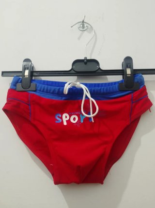 Costume slip bimbo rosso e blu