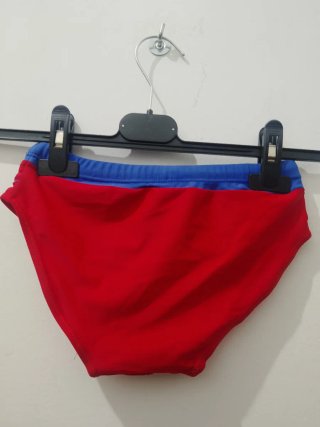 Costume slip bimbo rosso e blu