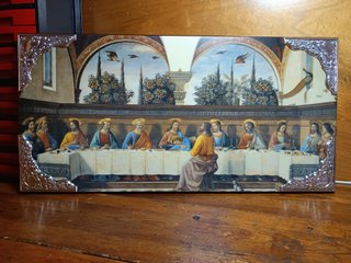 Cuadro Santa Cena con esquinas plateadas