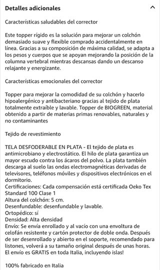 Topper Ortopédico 80x190cm NUEVO