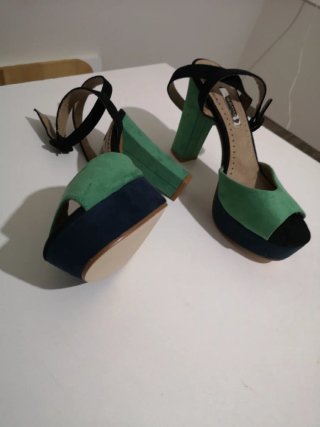 Zapatos Mari Paz Tacon Plataforma Azul/Verde