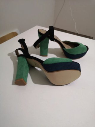 Zapatos Mari Paz Tacon Plataforma Azul/Verde