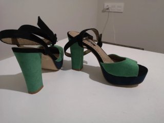 Zapatos Mari Paz Tacon Plataforma Azul/Verde
